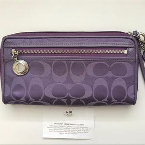 Purple Coach Signature Wristlet/Wallet